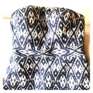 Classic blue and white strapless batik dress